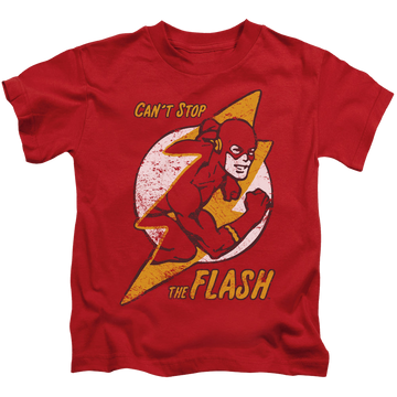 Red kid's t-shirt for ages 4 to 7 with Flash Bolt graphic