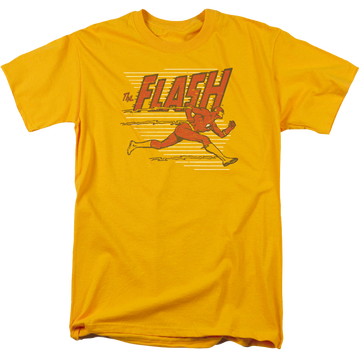 Gold men's regular fit t-shirt with The Flash Speed Lines graphic