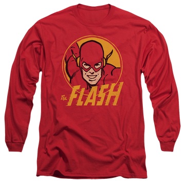 Red men's long sleeve t-shirt with Flash Circle graphic