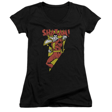 DC Comics In Bolt - Juniors V-Neck T-Shirt Juniors V-Neck T-Shirt Shazam   