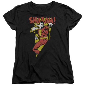 Black women's t-shirt with Shazam DC Comics In Bolt graphic
