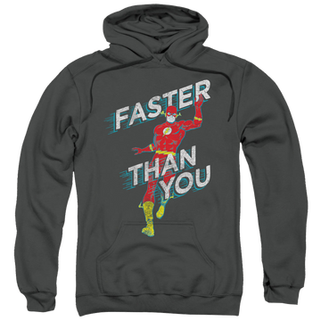 Charcoal pullover hoodie with The Flash Faster Than You graphic