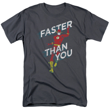 Charcoal men's regular fit t-shirt with The Flash Faster Than You graphic