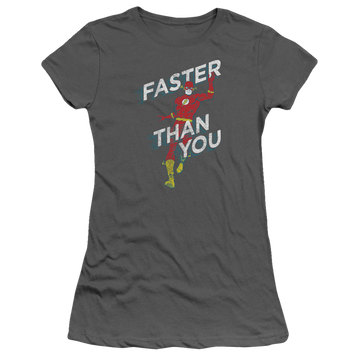 Charcoal juniors t-shirt with The Flash Faster Than You graphic