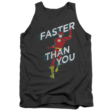 Charcoal men's tank with The Flash Faster Than You graphic
