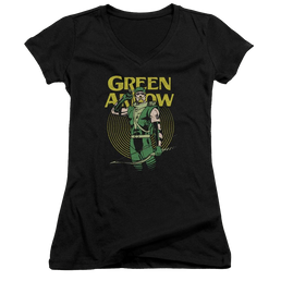 DC Comics Pull - Juniors V-Neck T-Shirt Juniors V-Neck T-Shirt Green Arrow   