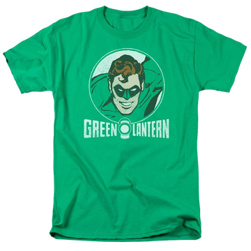 Kelly green men's regular fit t-shirt with Green Lantern DC Comics Lantern Circle graphic