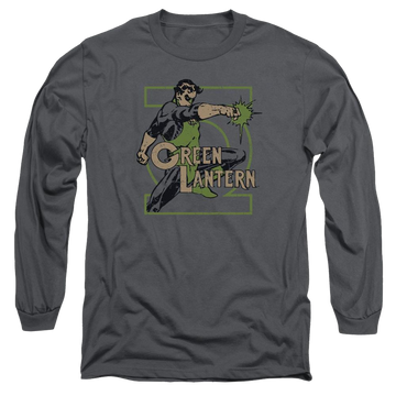 Charcoal men's long sleeve t-shirt with Green Lantern DC Comics Ring Power graphic