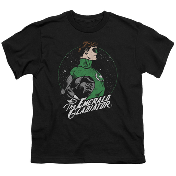 Black youth t-shirt for ages 8 to 12 with Green Lantern Star Gazer graphic