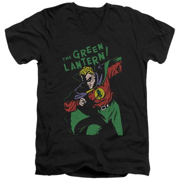 Black men's v-neck t-shirt with Green Lantern DC Comics First graphic