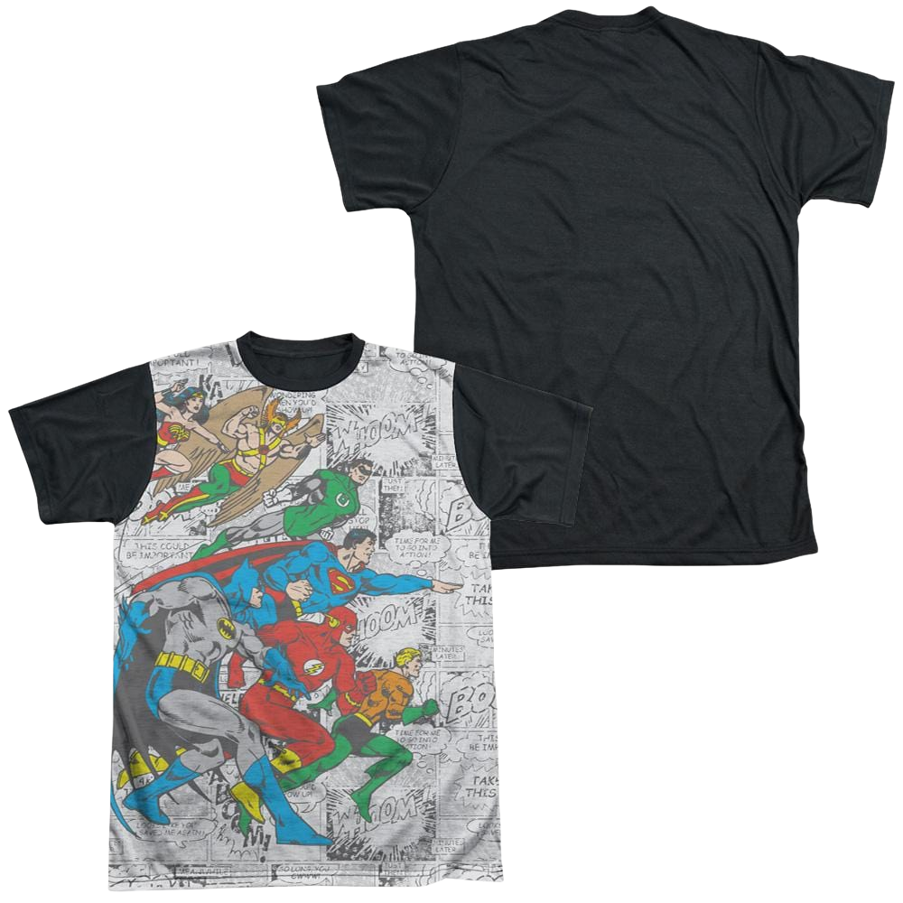 DC Comics Face Off - Men's Black Back T-Shirt Men's Black Back T-Shirt Justice League   
