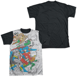 DC Comics Face Off - Men's Black Back T-Shirt Men's Black Back T-Shirt Justice League   