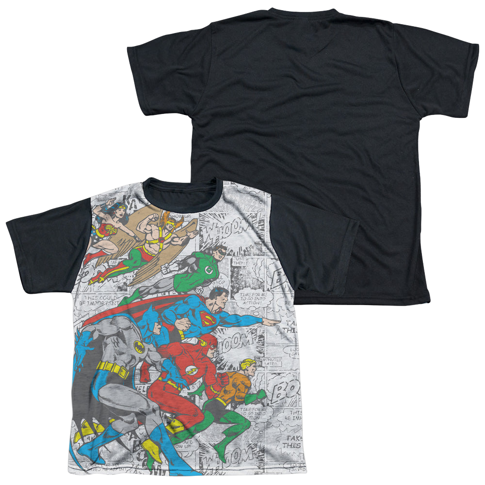 Justice League Face Off - Youth Black Back T-Shirt Youth Black Back T-Shirt (Ages 8-12) Justice League   