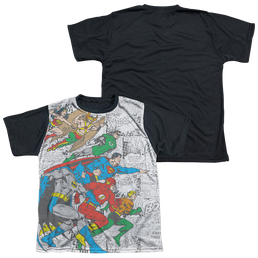 Justice League Face Off - Youth Black Back T-Shirt Youth Black Back T-Shirt (Ages 8-12) Justice League   