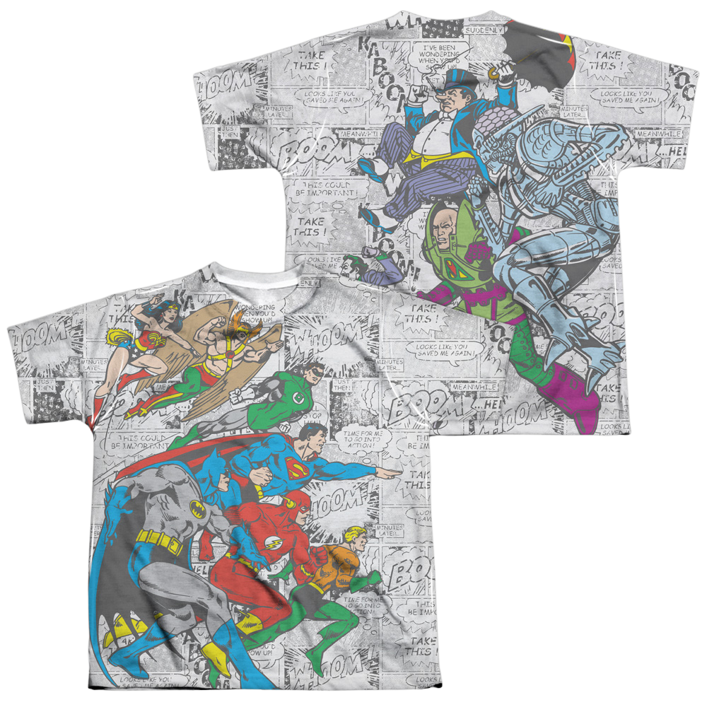 Justice League Face Off (Front/Back Print) - Youth All-Over Print T-Shirt Youth All-Over Print T-Shirt (Ages 8-12) Justice League   