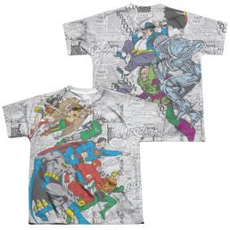 Justice League Face Off (Front/Back Print) - Youth All-Over Print T-Shirt Youth All-Over Print T-Shirt (Ages 8-12) Justice League   