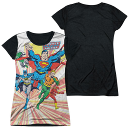 DC Comics Coming At You - Juniors Black Back T-Shirt Juniors Black Back T-Shirt Justice League   