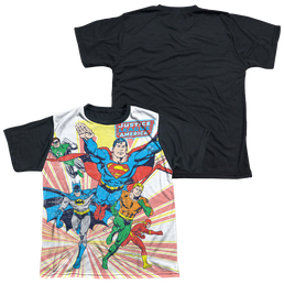 Justice League Coming At You - Youth Black Back T-Shirt Youth Black Back T-Shirt (Ages 8-12) Justice League   