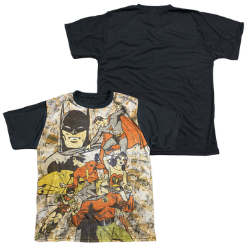 Justice League All Stars youth black back t-shirt for ages 8 to 12