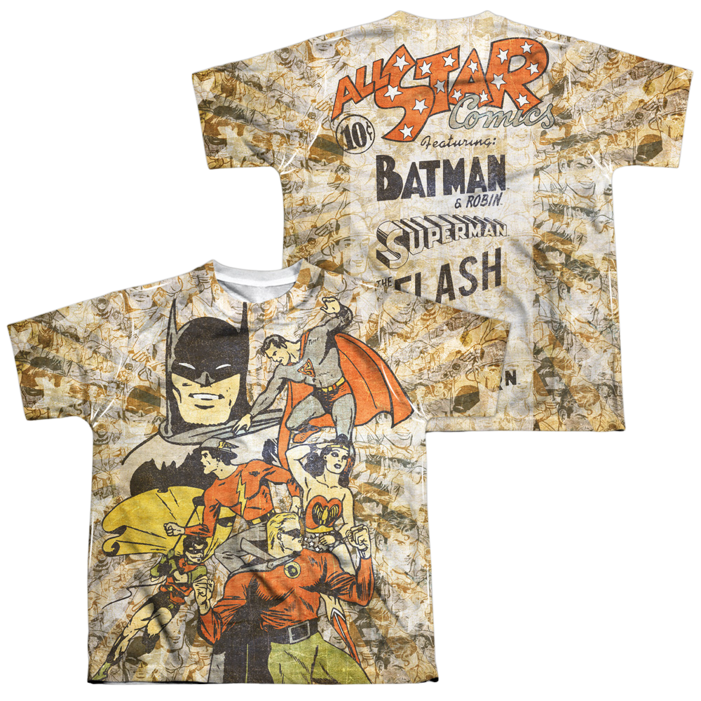 Justice League All Stars (Front/Back Print) - Youth All-Over Print T-Shirt Youth All-Over Print T-Shirt (Ages 8-12) Justice League   