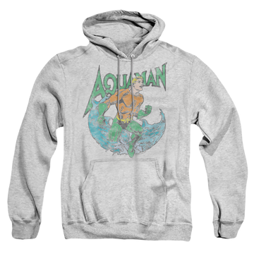 Athletic heather pullover hoodie with Aquaman Marco graphic