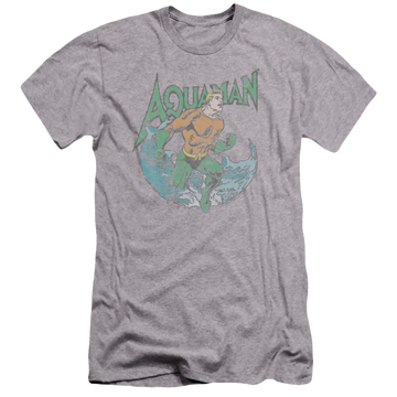 Athletic heather men's premium slim fit t-shirt with Aquaman Marco graphic