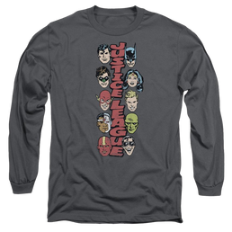 DC Comics Stacked Justice - Men's Long Sleeve T-Shirt Men's Long Sleeve T-Shirt Justice League   