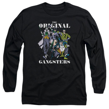 Black men's long sleeve t-shirt with DC Comics Original Gangsters graphic