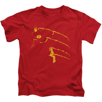 Red kid's t-shirt for ages 4 to 7 with Flash Min graphic