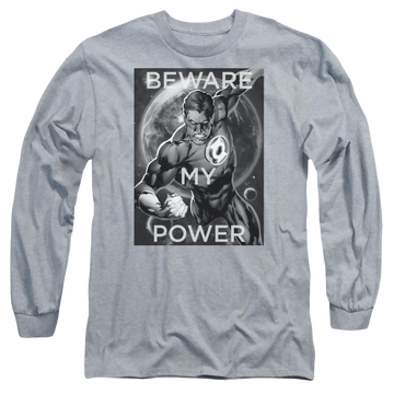Athletic heather men's long sleeve t-shirt with Green Lantern DC Comics Power graphic