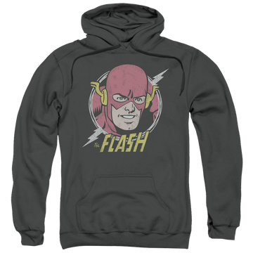Charcoal pullover hoodie with The Flash Vintage Voltage graphic