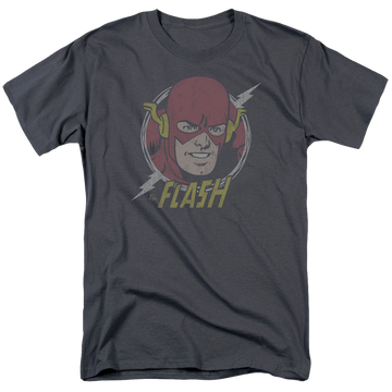 Charcoal men's regular fit t-shirt with The Flash Vintage Voltage graphic