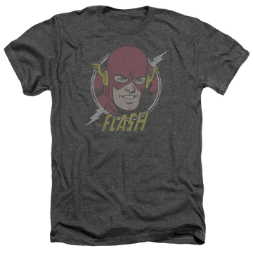Charcoal men's heather t-shirt with The Flash Vintage Voltage graphic
