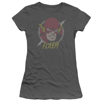 Charcoal juniors t-shirt with The Flash Vintage Voltage graphic