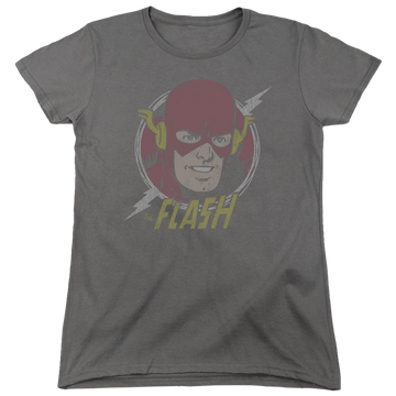 Charcoal women's t-shirt with The Flash Vintage Voltage graphic