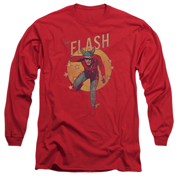 Red men's long sleeve t-shirt with The Flash Circle & Stars graphic