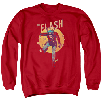 Red men's crewneck sweatshirt with The Flash Circle & Stars graphic