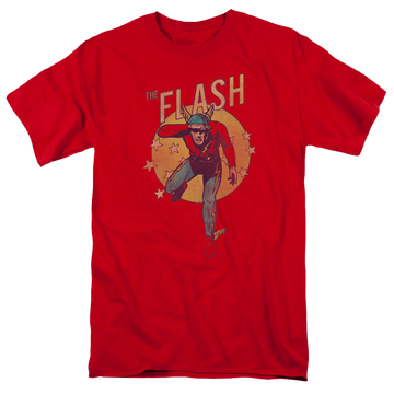Red men's regular fit t-shirt with The Flash Circle & Stars graphic