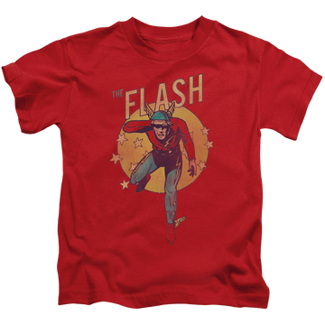 Red kid's t-shirt for ages 4 to 7 with The Flash Circle & Stars graphic
