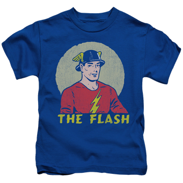 Royal kid's t-shirt for ages 4 to 7 with The Flash Faded Circle graphic