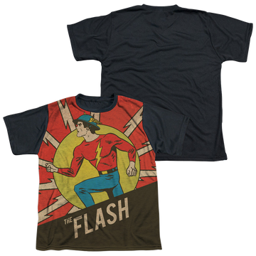 The Flash Vintage Comic Flash youth black back t-shirt for ages 8 to 12