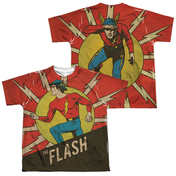 The Flash Vintage Comic Flash youth all-over print t-shirt for ages 8 to 12