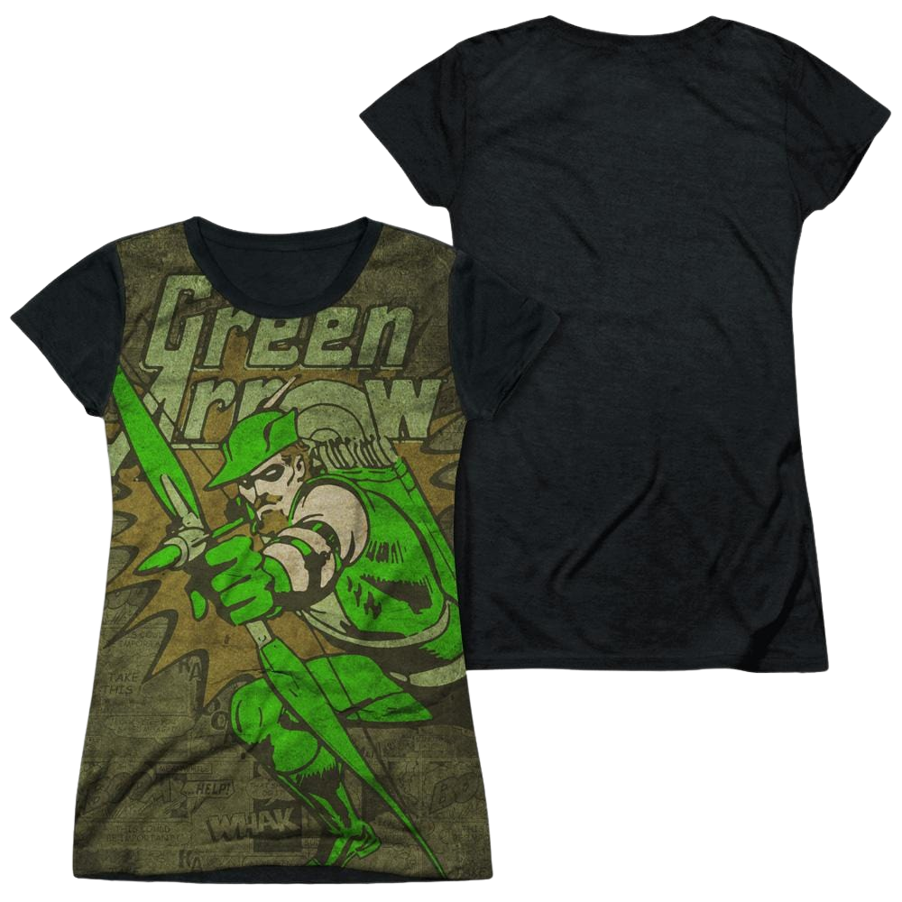 DC Comics Take Aim - Juniors Black Back T-Shirt Juniors Black Back T-Shirt Green Arrow   
