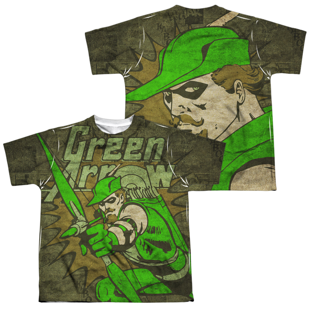 Green Arrow Take Aim (Front/Back Print) - Youth All-Over Print T-Shirt Youth All-Over Print T-Shirt (Ages 8-12) Green Arrow   