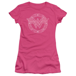 DC Comics Tattered Emblem - Juniors T-Shirt Juniors T-Shirt Wonder Woman   