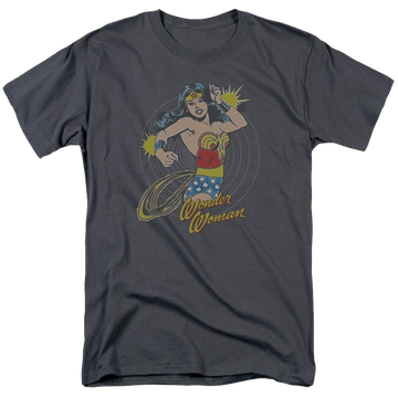 Charcoal men's regular fit t-shirt with DC Comics Spinning graphic