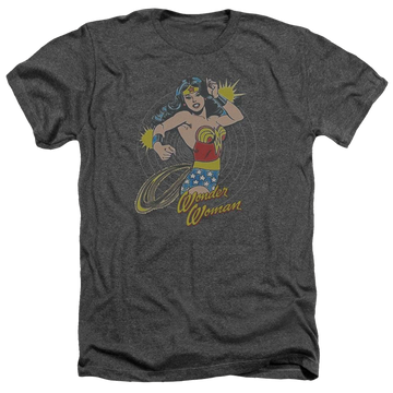 Charcoal men's heather t-shirt with DC Comics Spinning graphic