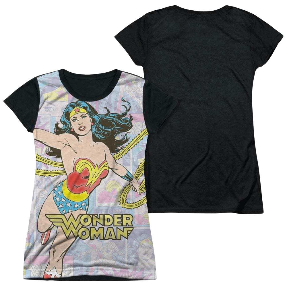 DC Comics Wonder Collage - Juniors Black Back T-Shirt Juniors Black Back T-Shirt Wonder Woman   
