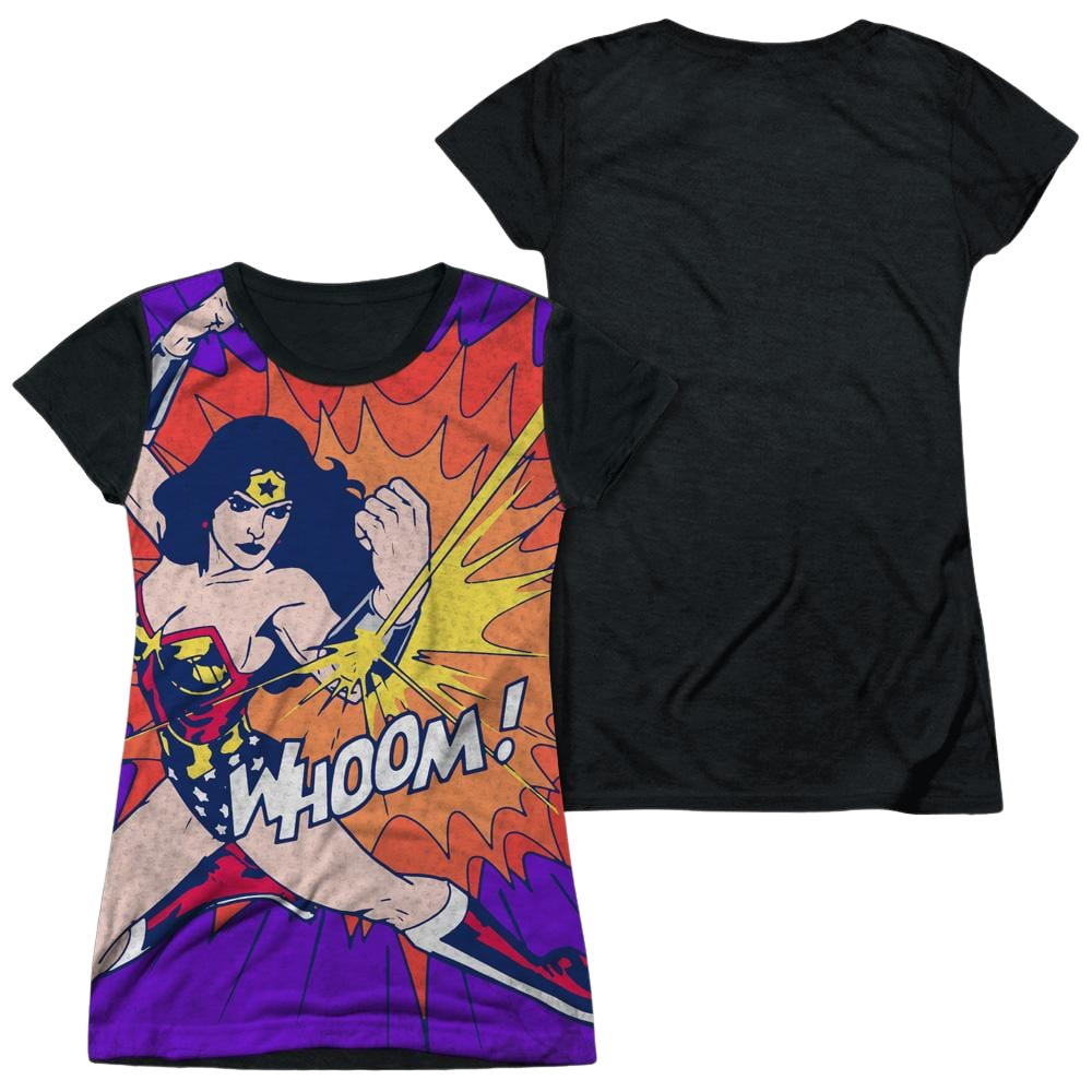 DC Comics Wondrful Blast - Juniors Black Back T-Shirt Juniors Black Back T-Shirt Wonder Woman   