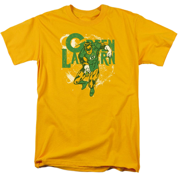 Gold men's regular fit t-shirt with Green Lantern DC Comics Cosmic Strip graphic